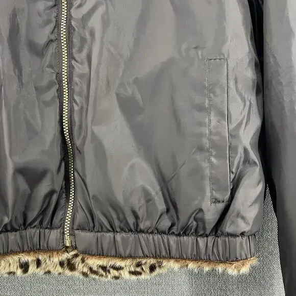 VTG OP Ocean Pacific Faux Fur‎ Animal Print Full Zip Reversible Hooded Jacket XL - Picture 13 of 14